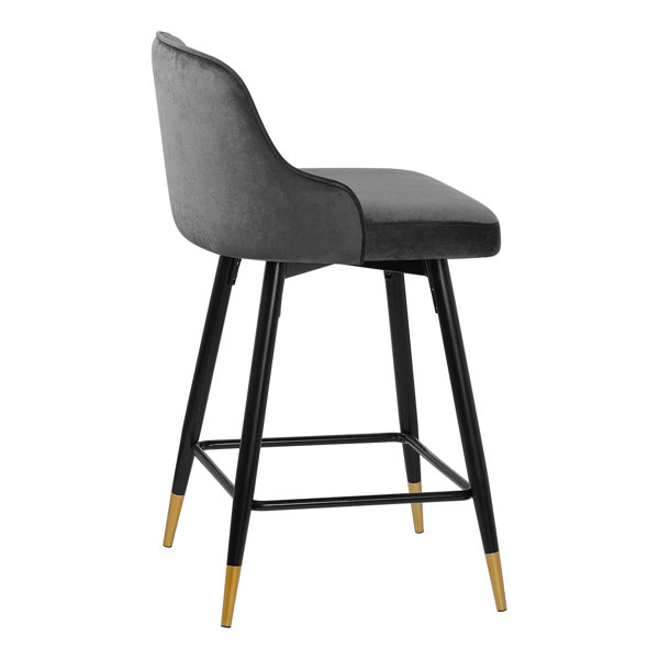 Everly Quinn Swivel Velvet Upholstered Counter & Bar Stool & Reviews